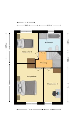 Plattegrond - Willem Dreeslaan 39, 4908 CA Oosterhout - Eerste verdieping.jpg